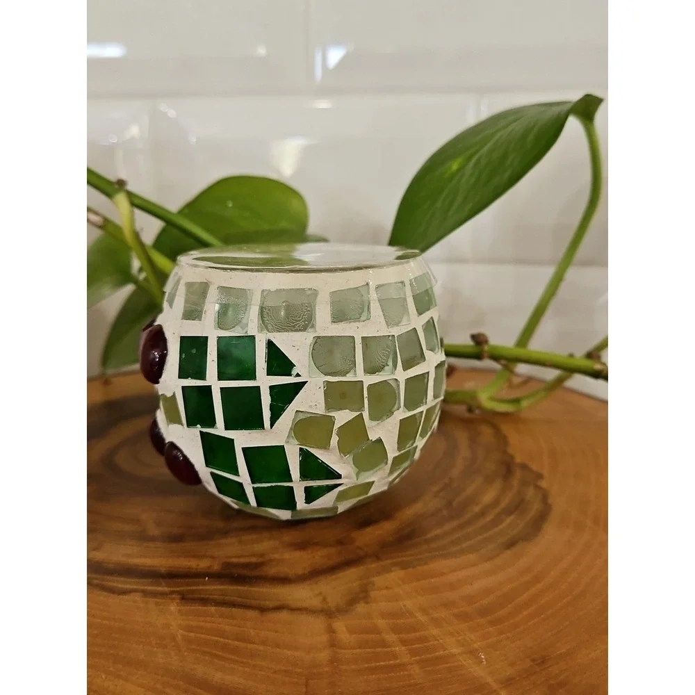 Mosai Green & Red Candle Holders 3